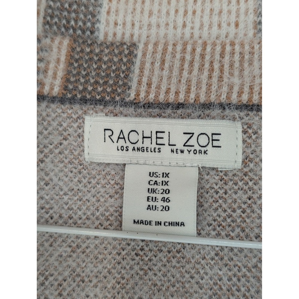 RACHEL ZOE Women's‎ 1X Plaid Button Down Shacket Long Sleeve Jacket Blush Gray - Picture 3 of 4